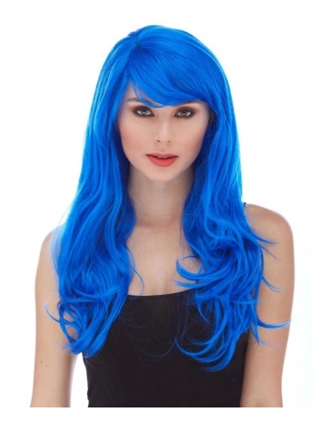 Mavi Renk Uzun Dalgalı Parti Peruğu (5047)