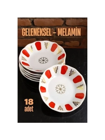 Melamin Çay Tabağı 18 Adet Geleneksel Türk Çay Bardağı Altlığı