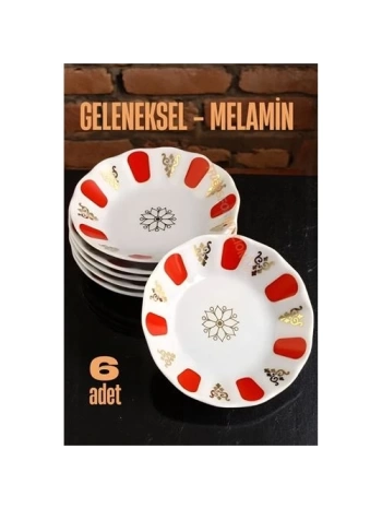 Melamin Çay Tabağı 6 Adet Geleneksel Türk Çay Bardağı Altlığı