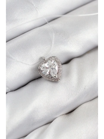 Misineli Kalp Model Gümüş Renk Hayalet Kolye