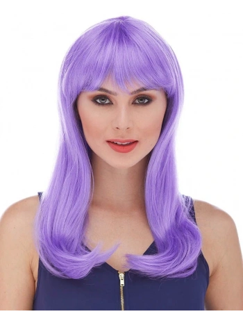 Mor Renk Uzun Düz Parti Peruğu (5047)