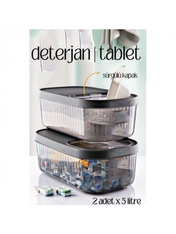 MultiBox Deterjan Tablet Kutusu Sürgülü Kapak 5 Litre 2 ADET
