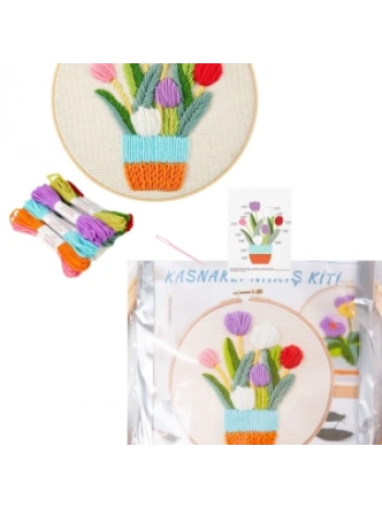 Nakış Kitleri Kasnaklı 13.5 X 18.8 Cm Lale
