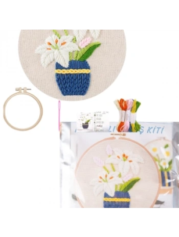 Nakış Kitleri Kasnaklı 13.5 X 18.8 Cm Zambak