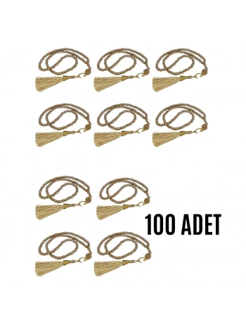 Namaz Tesbihi Vavlı 99lu Cam İncili Amenerrasulü Dua Kartı İle Süt Kahve Renk Hediyelik 100 Adet