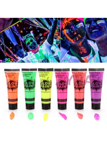 Neonlu Glow Parti Yüz Boyası 6 Renk 6 Adet (5047)