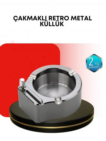 Paslanmaz Çakmaklı Küllük Modern Masa Üstü Aksesuar