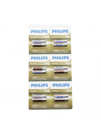 PHILIPS  ALKALİNE İNCE - AAA - 1.5V  PİL  12PCS= 2Lİ X 6 (5047)