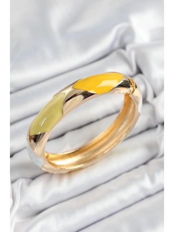 Pirinç Beyaz Yeşil Sarı Mineli Baklava Model Gold Renk Kadın Kelepçe