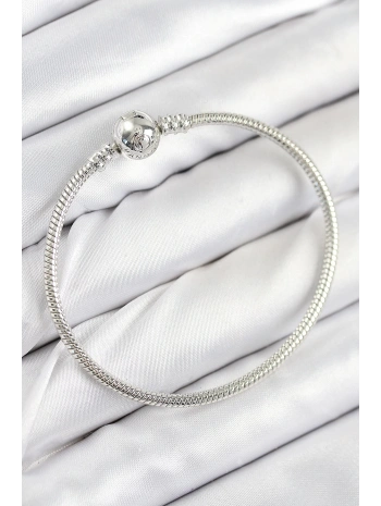 Pirinç Charm Topcuk Model Gümüş Renk Kadın Bileklik