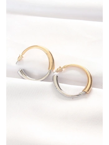 Pirinç Çift Renk Halka Küpe