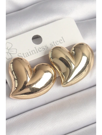 Pirinç Gold Renk Bomba Kalp Model Kadın Küpe