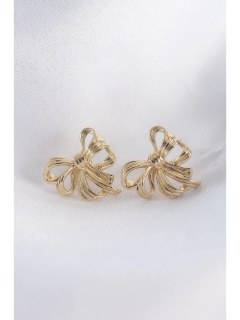 Pirinç Gold Renk Fiyonk Küpe