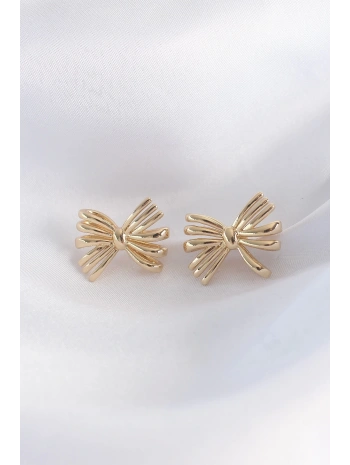 Pirinç Gold Renk Fiyonk Küpe