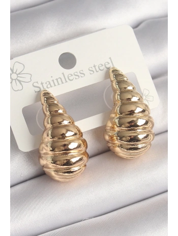 Pirinç Gold Renk İşlemeli Damla Model Kadın Küpe