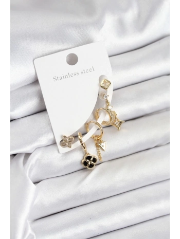 Pirinç Gold Renk Kadın Set Küpe