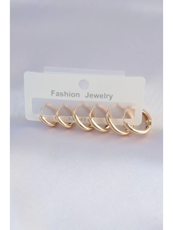 Pirinç Gold Renk Oval Küpe Seti