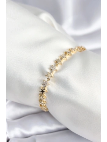 Pirinç Gold Renk Yıldız Model Kadın Bileklik