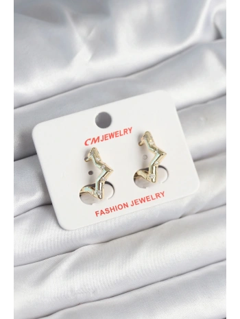 Pirinç Gold Renk Yıldız Model Kadın Küpe