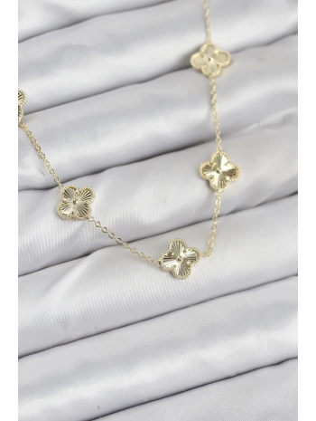 Pirinç Gold Renk Yonca Kadın Kolye