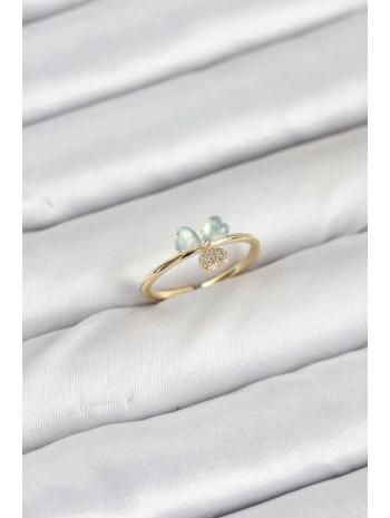 Pirinç Gold Renk Yonca Model Kadın Yüzük