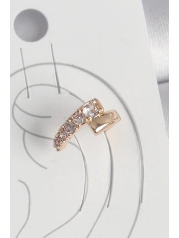 Pirinç Gold Renk Zirkon Taşlı Kadın Kıkırdak Küpe
