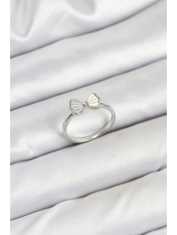 Pirinç Gümüş Renk Fiyonk Model Kadın Yüzük