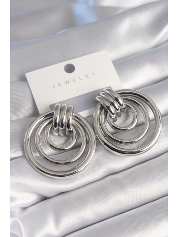 Pirinç Gümüş Renk Halka Model Kadın Küpe