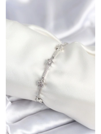 Pirinç Gümüş Renk Halley Yıldız Model Kadın Bileklik