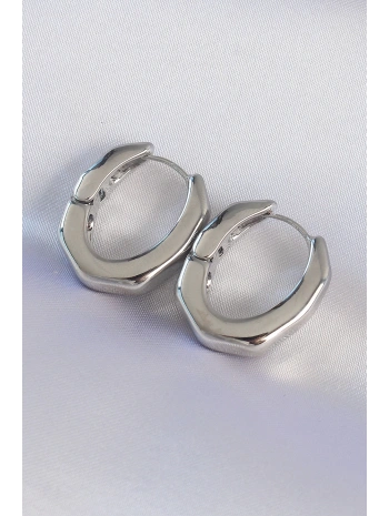 Pirinç Gümüş Renk Kalın Kemik Model Küpe