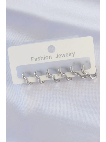 Pirinç Gümüş Renk Kalp Model Küpe Seti