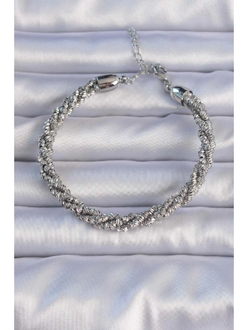 Pirinç Gümüş Renk Sarmal Model Bileklik