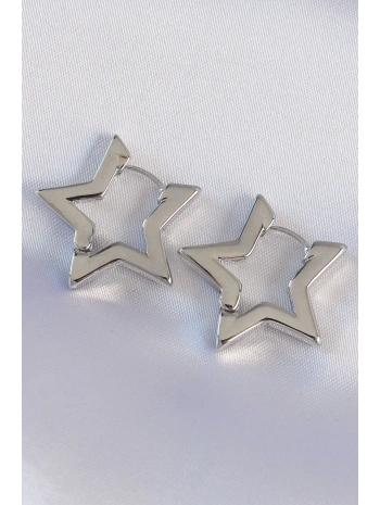 Pirinç Gümüş Renk Yıldız Küpe
