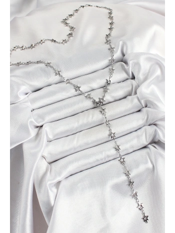 Pirinç Gümüş Renk Yıldızlı Kadın Y Kolye