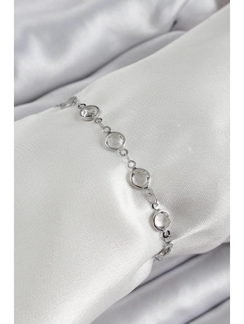 Pirinç Gümüş Renk Zirkon Taşlı Bileklik