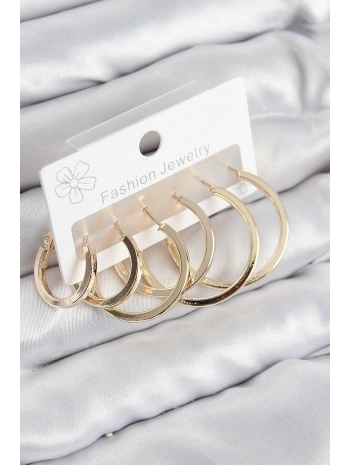 Pirinç Halka Model Gold Renk Kadın Set Küpe