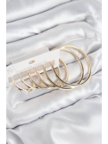 Pirinç Halka Model Gold Renk Kadın Set Küpe