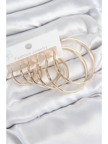 Pirinç Halka Model Gold Renk Kadın Set Küpe