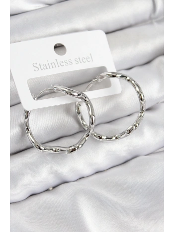 Pirinç Halka Model Gümüş Renk Kadın Küpe