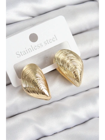 Pirinç İstiridye Model Gold Renk Kadın Küpe