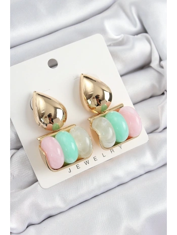 Pirinç Karışık Renk Vintage Model Kadın Küpe