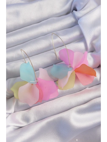 Pirinç Karışık Renkli Flora Küpe