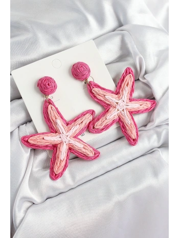 Pirinç Pembe Deniz Yıldızı Model Gold Renk Kadın Hasır Küpe