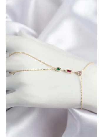 Pirinç Renkli Zirkon Taşlı Model Gold Renk Şahmeran