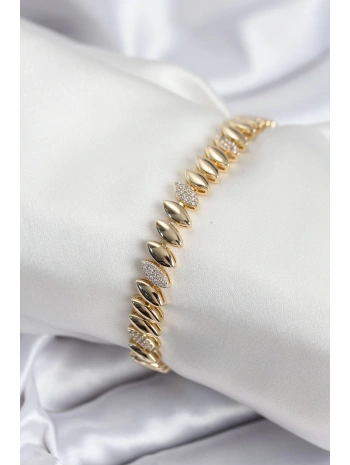 Pirinç VIP Seri Gold Renk Arpa Model Kadın Bileklik