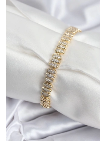 Pirinç VIP Seri Gold Renk Oval Sıralı Kadın Bileklik