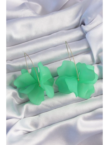 Pirinç Yeşil Renkli Flora Küpe