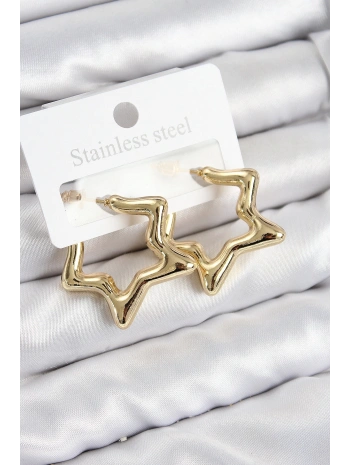 Pirinç Yıldız Model Gold Renk Kadın Küpe