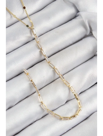 Pirinç Zirkon Taşlı Model Gold Renk Y Kolye