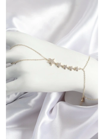 Pirinç Zirkon Taşlı Yıldız Model Gold Renk Kadın Şahmeran